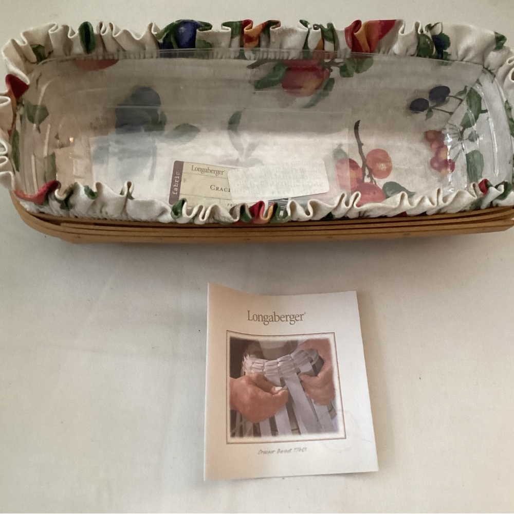 Longaberger Cracker Basket with Floral Liner